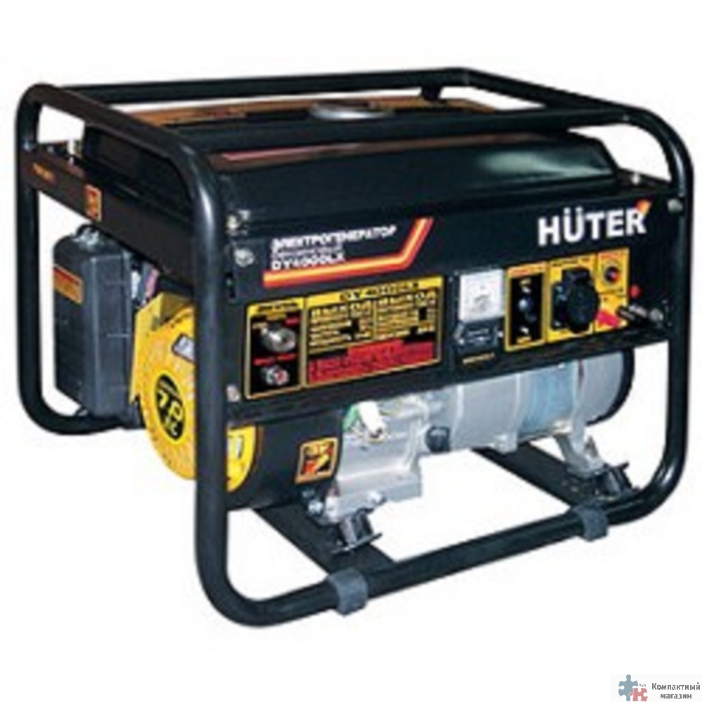 Huter DY4000LX 64/1/22 Электрогенератор {электростартер четырехтактный,3000Вт,220В/50Гц,78Дб,принудительное охлаждение,бак 15 л,расход бенз 395 г/кВтч,расход масла 6,8, габариты 610х430х46 вес 42,5кг}