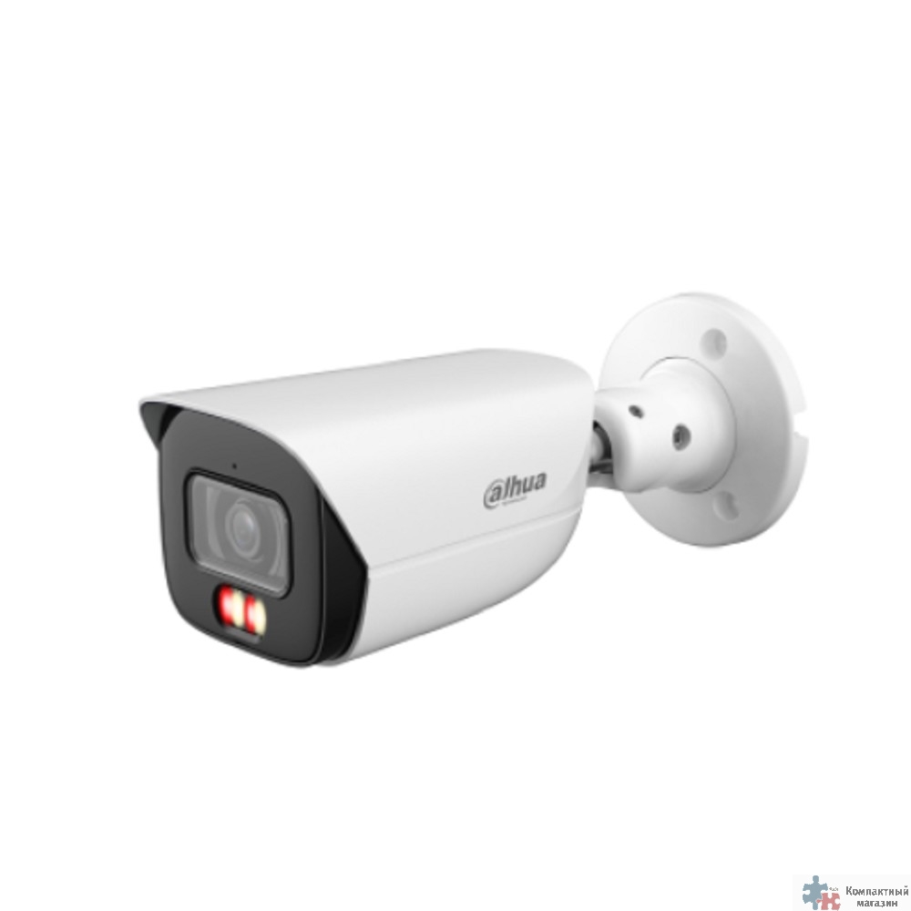 DAHUA DH-IPC-HFW3449EP-AS-IL-0600B  Уличная цилиндрическая IP-видеокамера 4Мп, 1/2,9” CMOS, объектив 6.0мм, видеоаналитика,тревожные вх/вых: 1/1 , микрофон, ИК 50м, LED 50m, IP67, металл