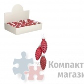 Набор 72 шт. стеклянных шишек 6*3 см классический красный, связанных по 3 шт