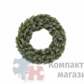 Венок новогодний хвойный Женева d60 см заснеженный