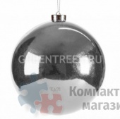 Новогодний шар серебряный глянцевый, диаметр 150 мм