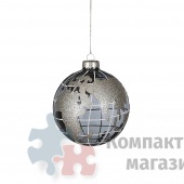 Подвеска на елку земной шар голубой 10*10 см