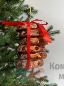 Подвеска на елку печенье шоколадное с бантиком 4*3 см
