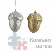 Подвеска на елку желудь 2 вида 10*10 см серебро/шампань