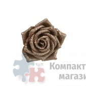 Украшение новогоднее Роза на клипсе 6х8 см шампань