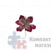Украшение новогоднее Магнолия бархатная на клипсе 20*18*10 см красная