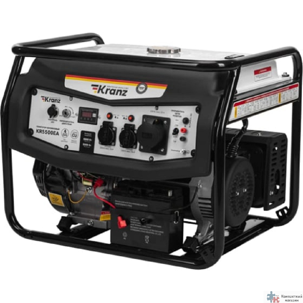 Kranz KR-16-1135 Генератор бензиновый KR5500EA, 5,5кВт, 230В, 25л, коннектор автоматики, электростартер