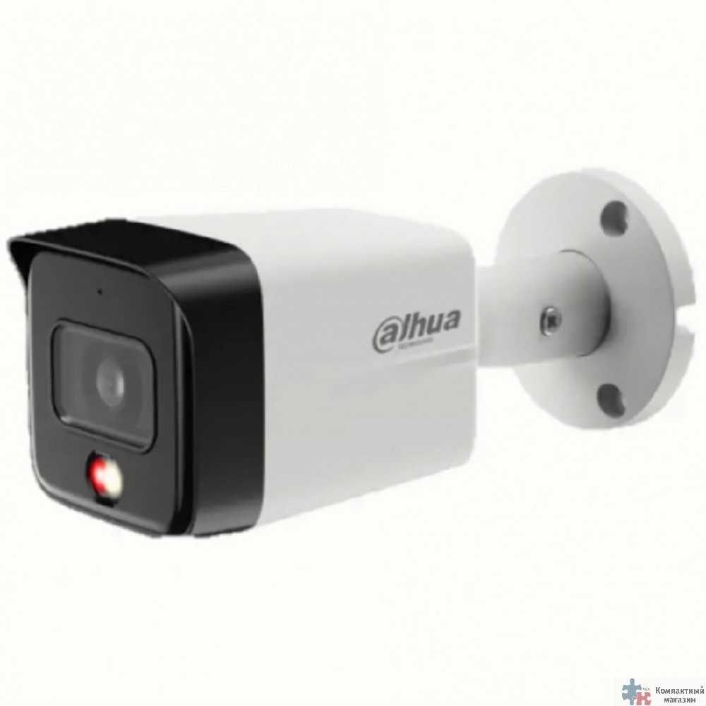 DAHUA DH-IPC-HFW1839TCP-A-IL-0280B-S6 Уличная цилиндрическая IP-видеокамера SmartDualLight 8Мп, 1/2.7” CMOS, объектив 2.8мм, обнаружение людей, микрофон, ИК 30м, LED 30м, IP67, металл/пластик