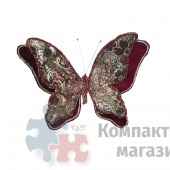Бабочка бордовая 25*20*1 см на клипсе