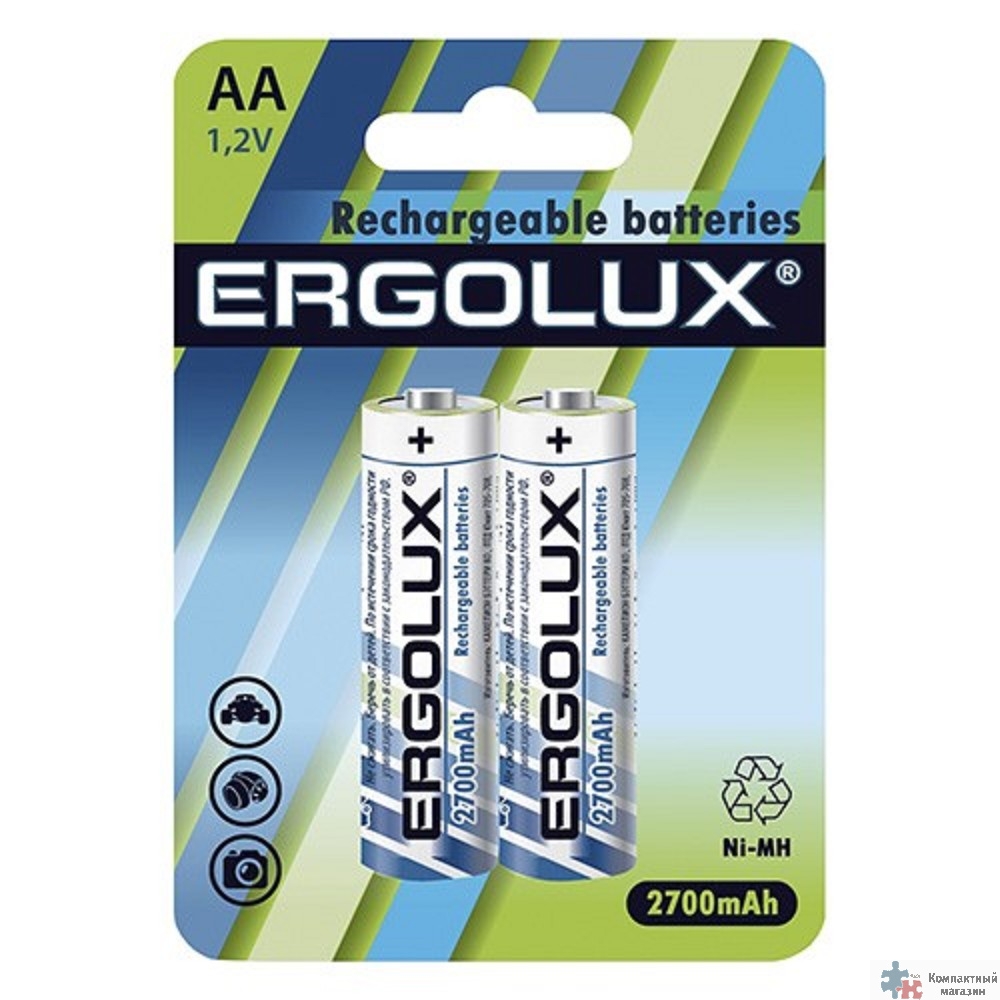 Ergolux AA-2700mAh Ni-Mh BL-2 (NHAA2700BL2, аккумулятор,1.2В)  (2 шт. в уп-ке)