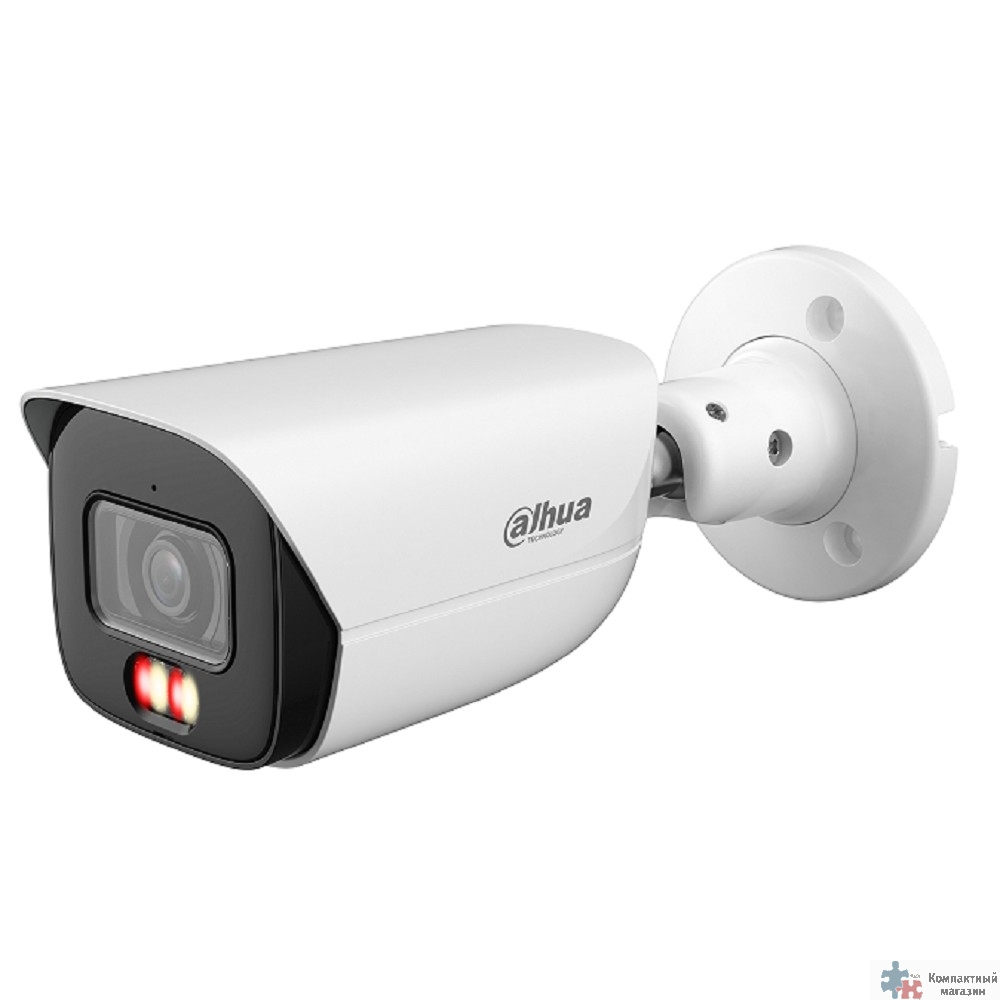 DAHUA DH-IPC-HFW3249EP-AS-IL-0280B Уличная цилиндрическая IP-видеокамера 2Мп, 1/2.9” CMOS, объектив 2.8мм, видеоаналитика, микрофон, ИК 50м, LED 50м, IP67, металл