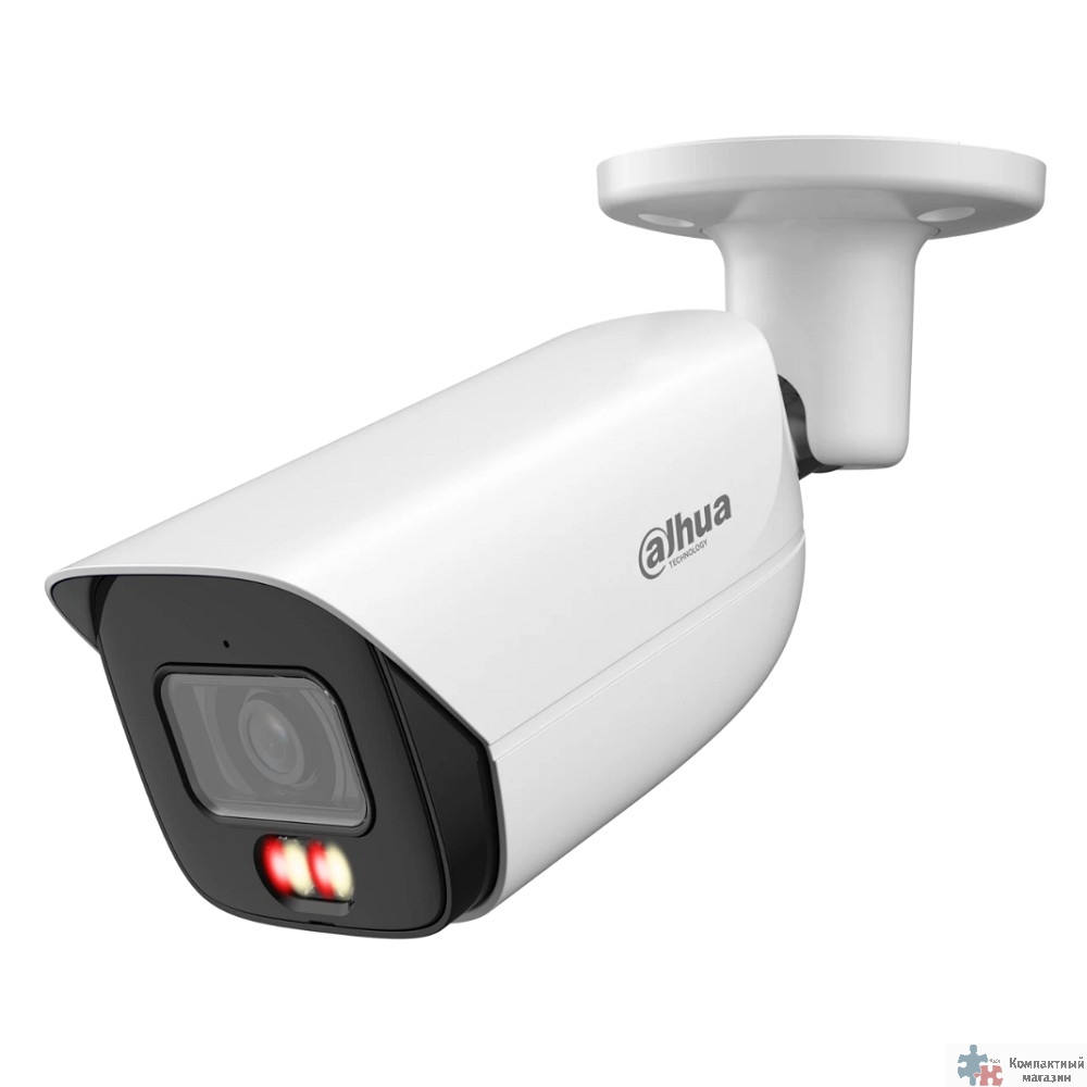 DAHUA DH-IPC-HFW3249EP-S-IL-0360B Уличная цилиндрическая IP-видеокамера 2Мп, 1/2.9” CMOS, объектив 3.6мм, видеоаналитика, микрофон, ИК 50м, LED 50м, IP67, металл