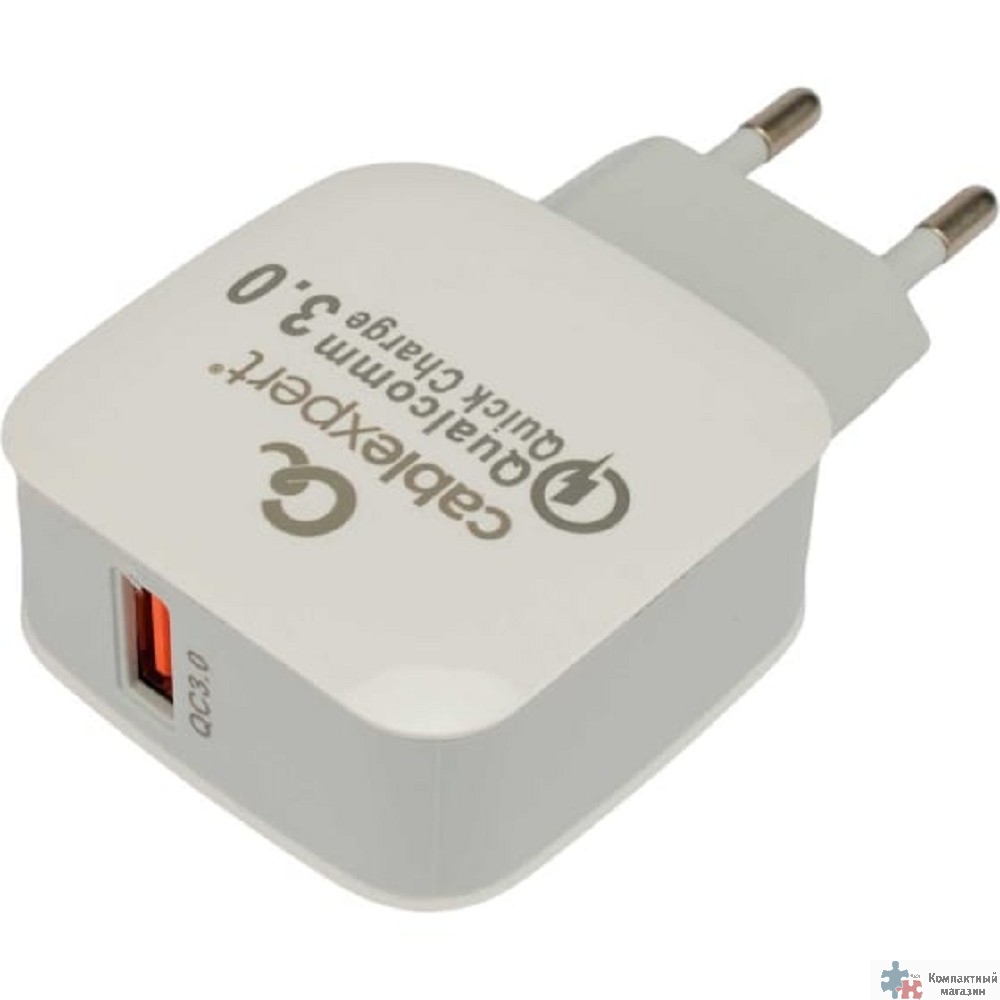 Cablexpert Зарядное устройство MP3A-PC-40 18Вт, 3А, QC3.0, 1xUSB, белый, пакет