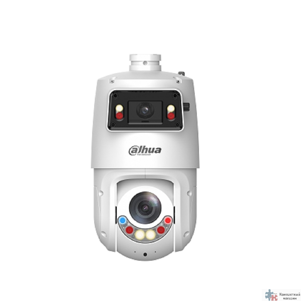 DAHUA DH-SDT4E225-4F-GB-A-PV1-0280-S2 Уличная купольная PTZ IP-видеокамера 1/2.8" 4Мп CMOS ИК 30м, Led 30м (панорамный модуль) 1/2.8" 2Мп CMOS ИК 100м, Led 50м, WDR 120дБ (PTZ-модуль) Видеоаналитика: 