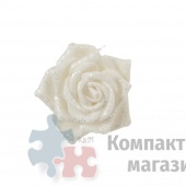 Украшение новогоднее Роза на клипсе 6х8 см белая