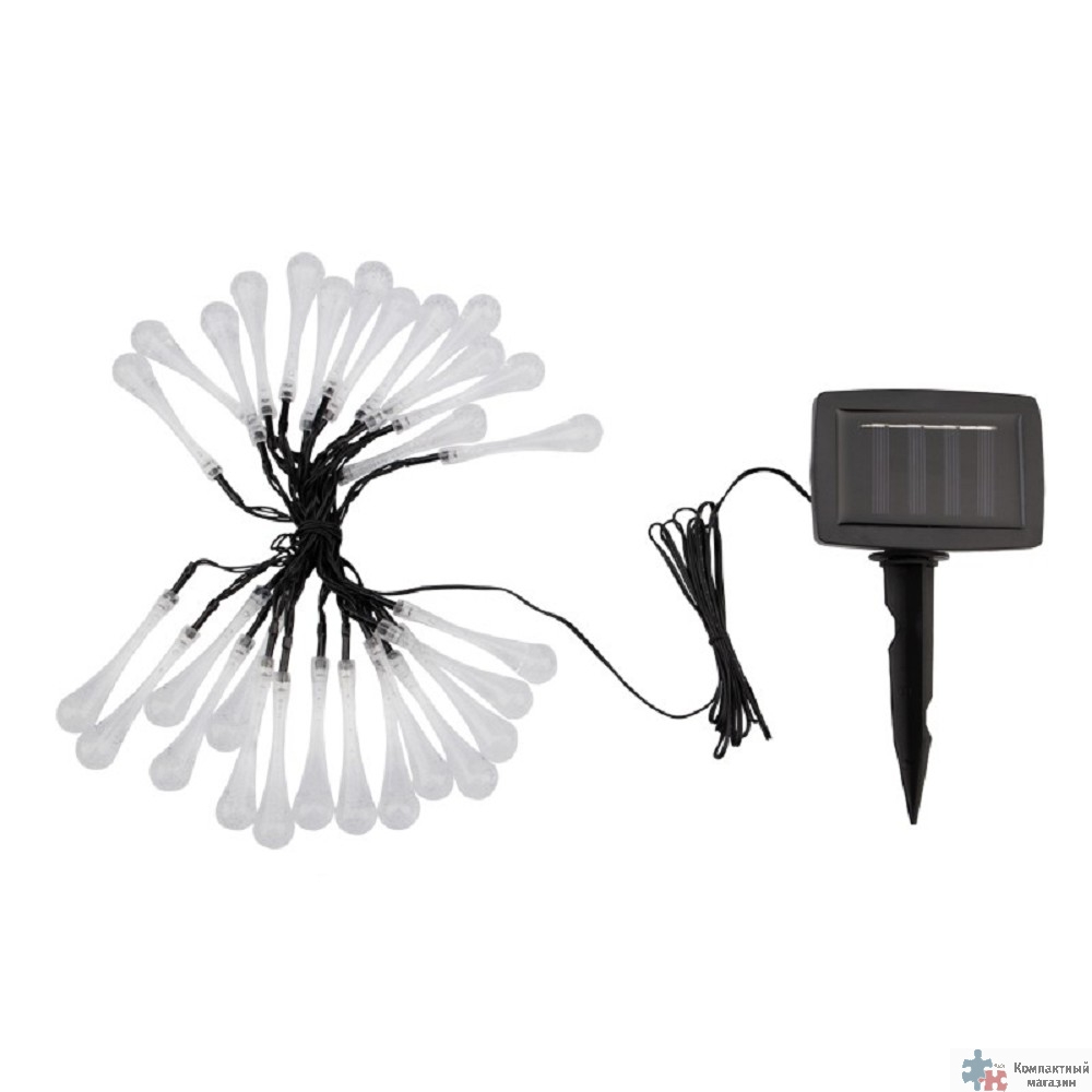 Rexant 602-239 Каскад Lamper Сталактит LED 5 м с аккумулятором и выносной солнечной панелью 1 м, IP65, 2 режима работы (мигание и постоянное)