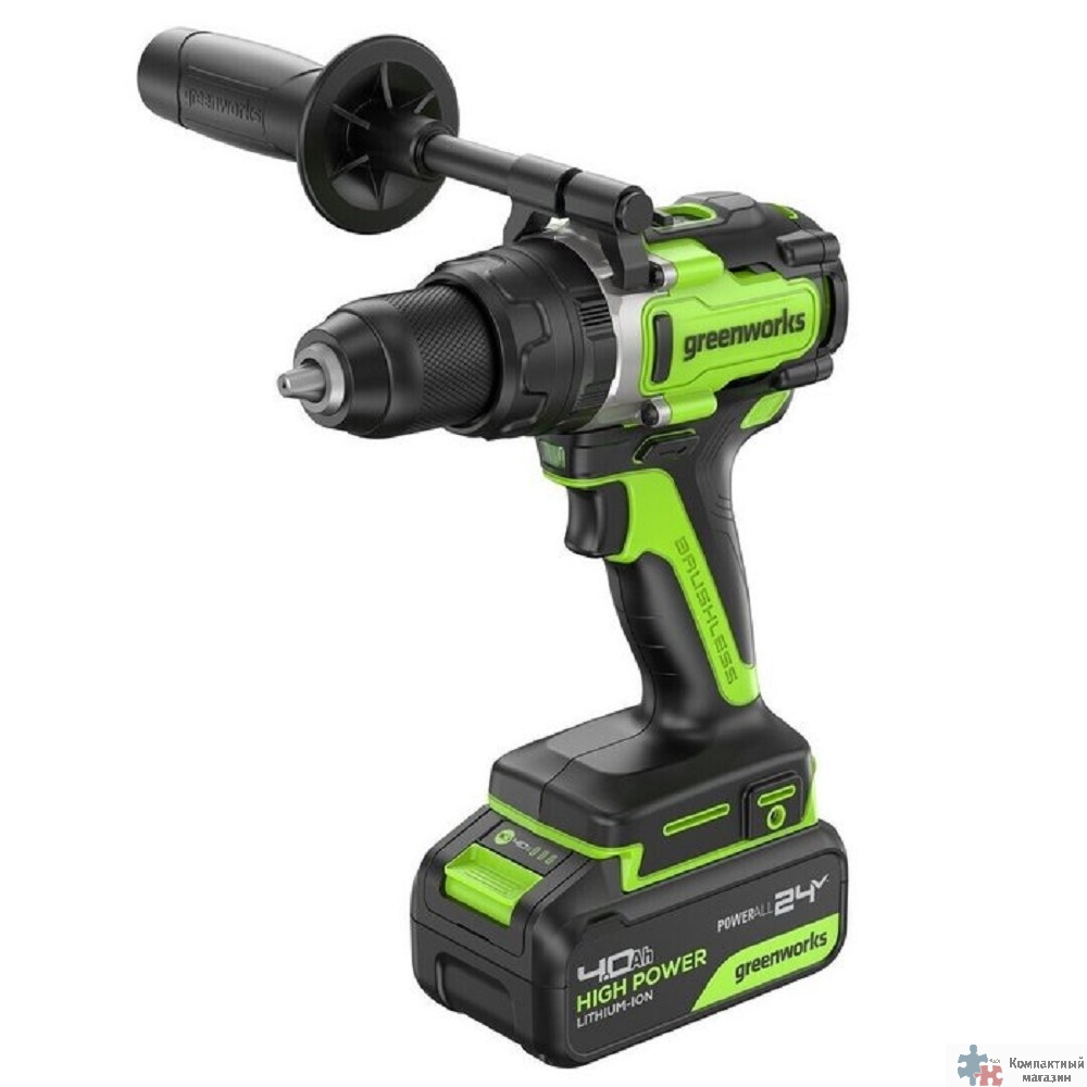 Greenworks GD24DD140 Дрель-шуруповерт аккумуляторная,  24V, 70/140Нм,Anti-kickback,2х4Ач,ЗУ,кор [3707607CUD]