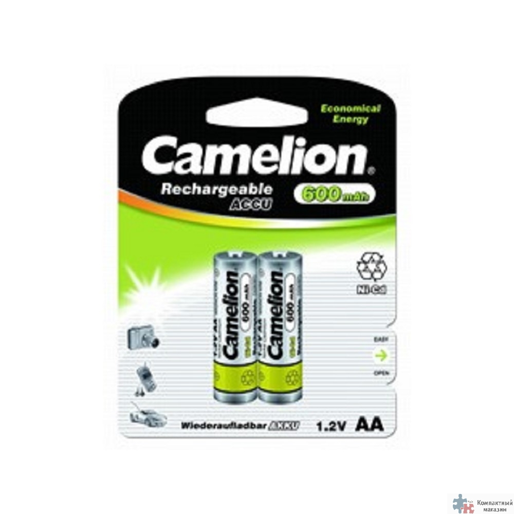 Camelion   AA- 600mAh Ni-Cd BL-2 (NC-AA600BP2, аккумулятор,1.2В)