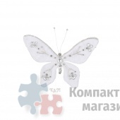 Бабочка белая со стразами 16*20*1 см на клипсе