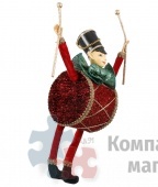 Подвеска на елку барабанщик 33х14х8 см красный