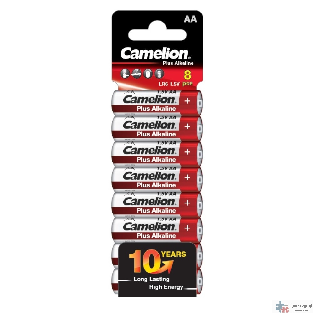 Camelion Plus Alkaline SP8  LR6   (LR6-SP8, батарейка,1.5В)(8 шт. в уп-ке) 