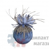 Подвеска на елку цветок кактуса голубой 10*10 см