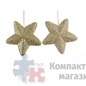 Подвеска на елку звезда 2 вида 15*2 см золото