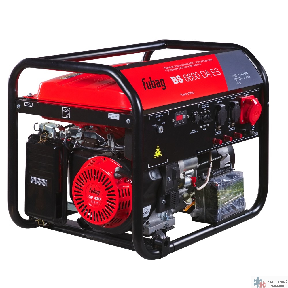 FUBAG BS 6600 DA ES Электростанция бензиновая [641693/646282] {Электростартер, 6.6 кВа/6.0 кВт, 230/400 В, 420 объем см3, 8,0/10,9 кВт, л.с., 78 дБ 7м, Время работы 9.5ч, 25 л бак, 87.4 кг}