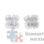 Бабочка на клипсе 16*3*16 см мятная/белая